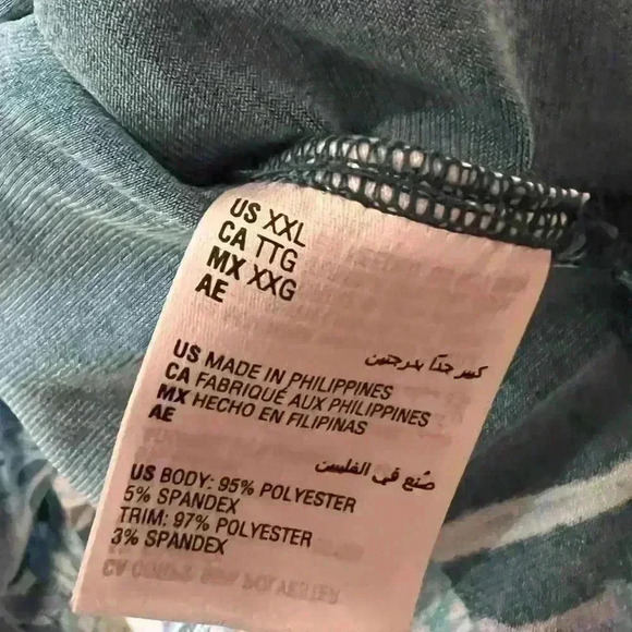 XXL TEAL FLORAL BLOUSE (brand tag cut out) - Picture 2 of 3